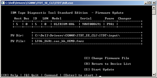 Shows the selected firmware version