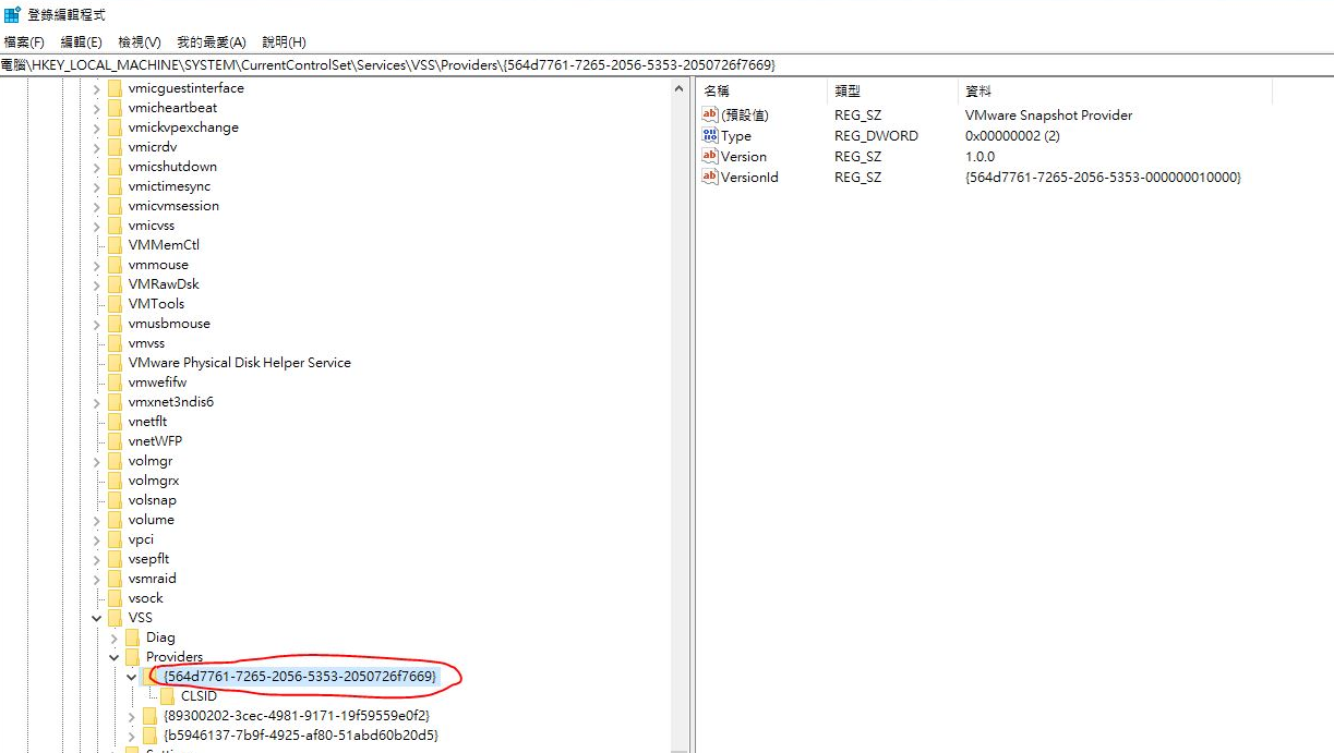 he VMware snapshot provider was not unregistered from last time of backup action