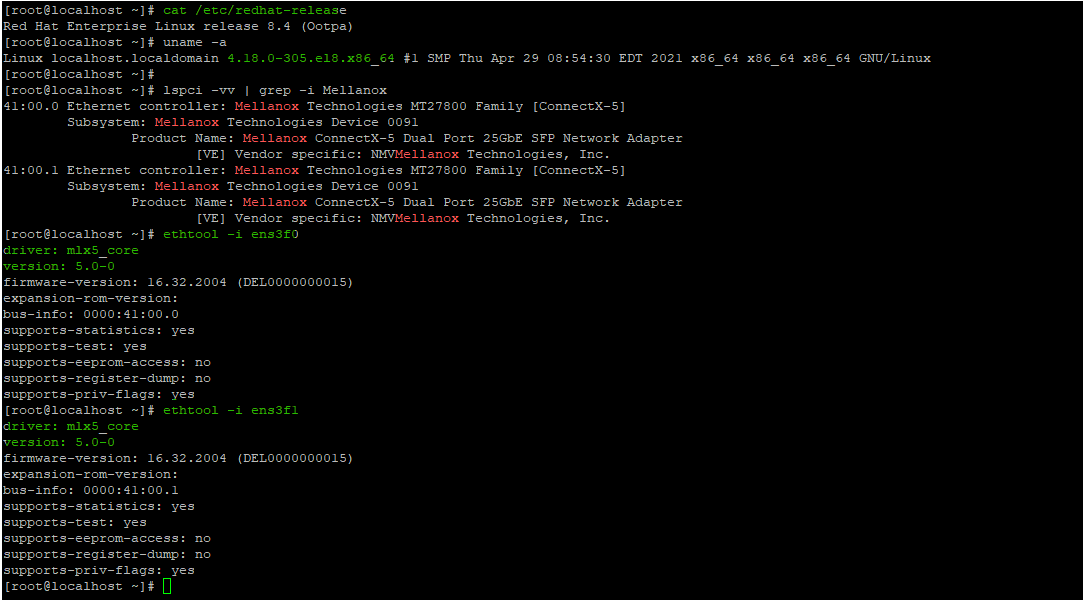 comand output