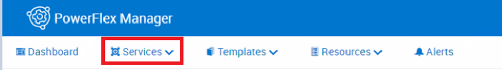 Captura de pantalla de los servicios de PowerFLex Manager