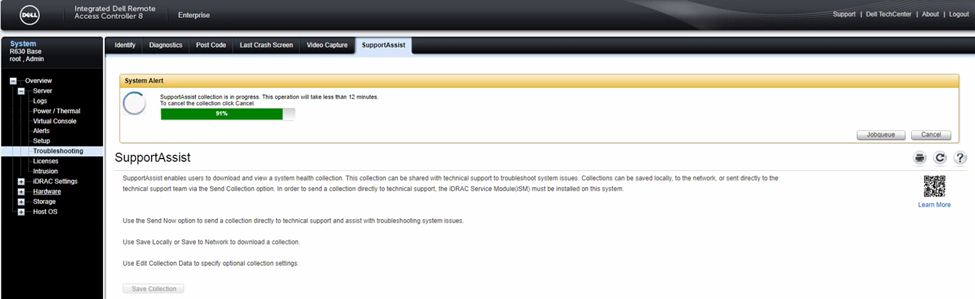 Monitorear el progreso de idrac