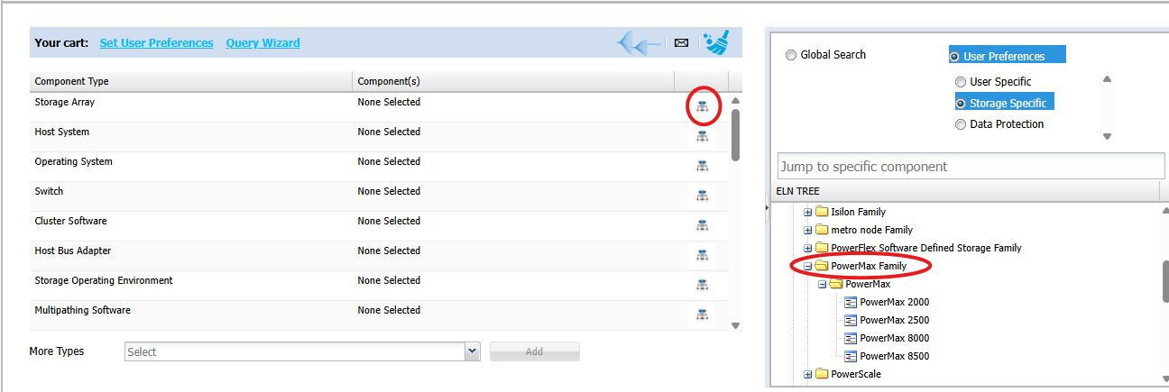 E-lab page with categories