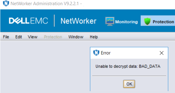 unable to decrypt BAD DATA