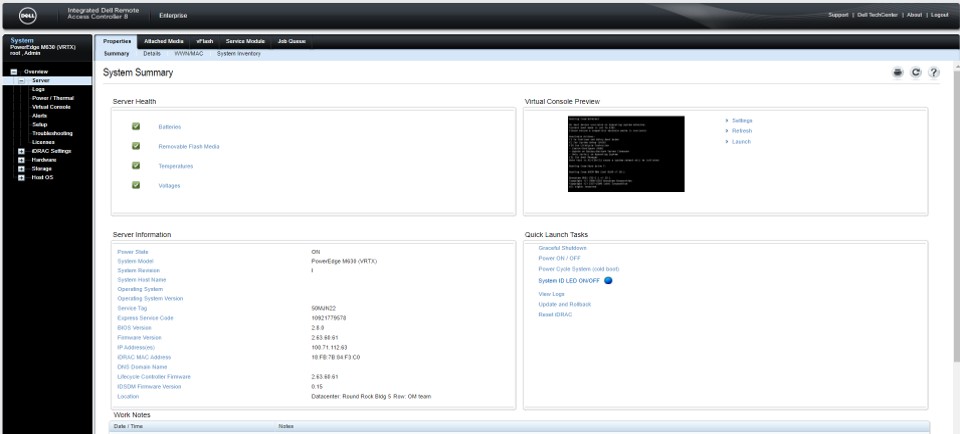 iDRAC8 System Summary