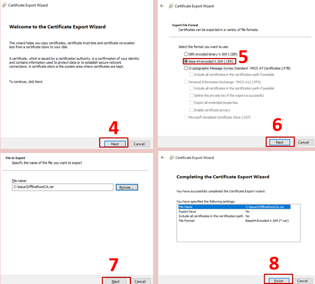 Imagen en la que se muestra el flujo de los clics para exportar