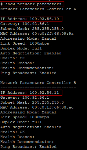 Imagen que destaca las partes relevantes del resultado de show network-parameters