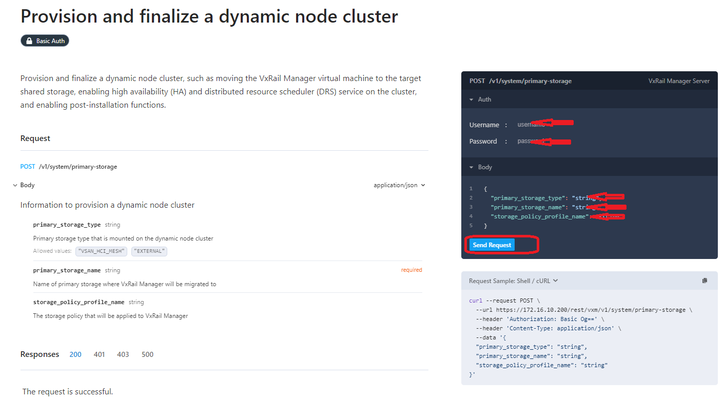 Screenshot of the API call