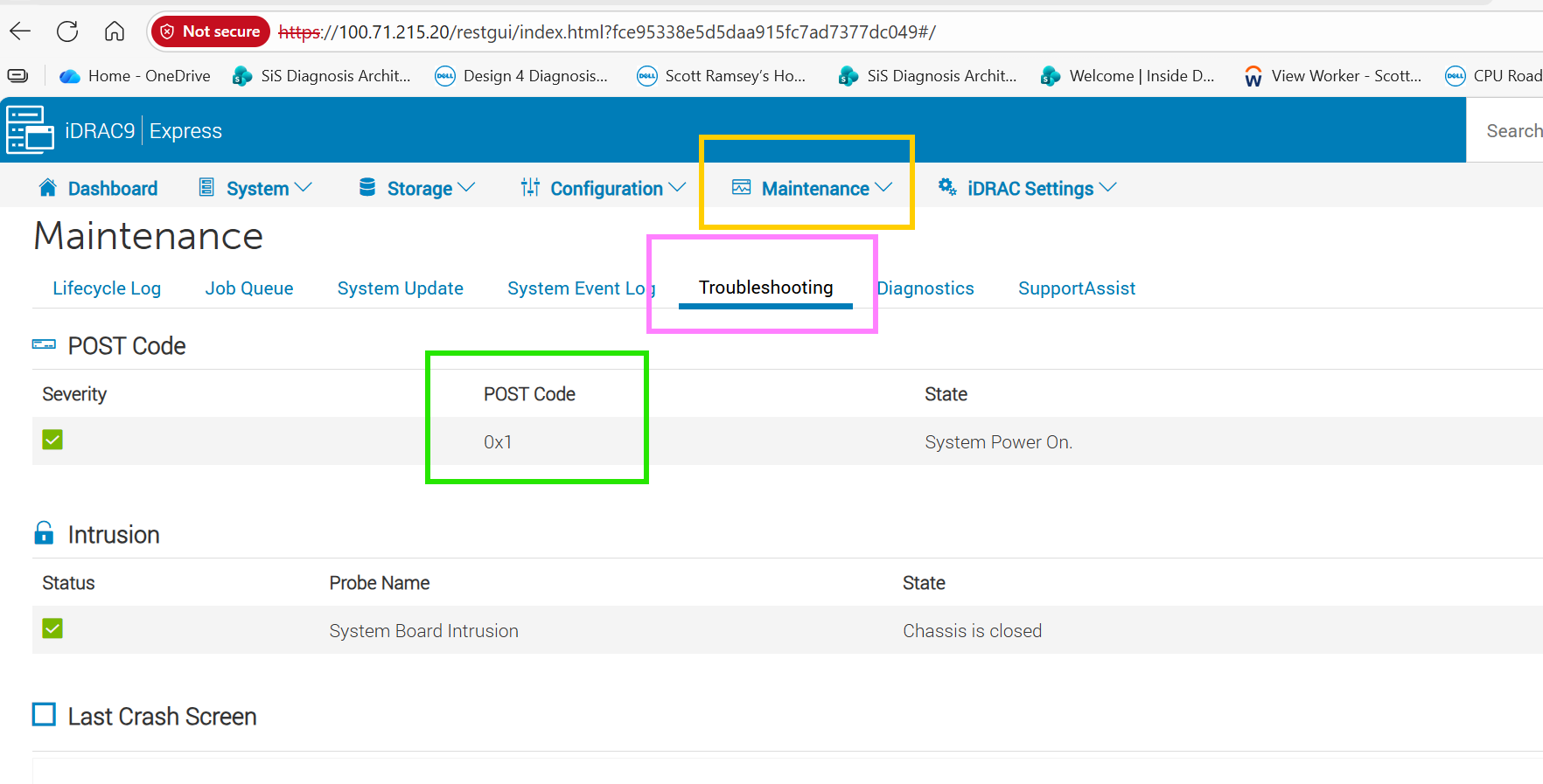 iDRAC Web UIからのPOSTコードの確認