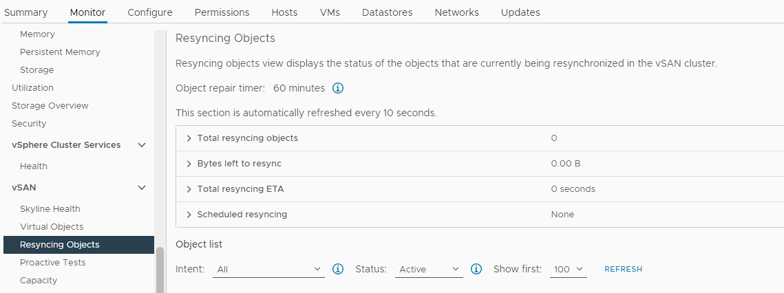 Resynchronisation de la vue Objects