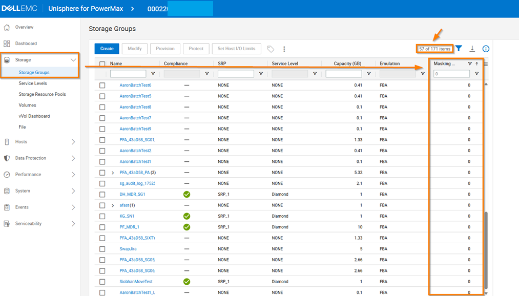 Filtre la vista de enmascaramiento como 0 en la interfaz de usuario