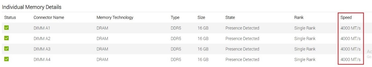iDRAC 中的内存速度