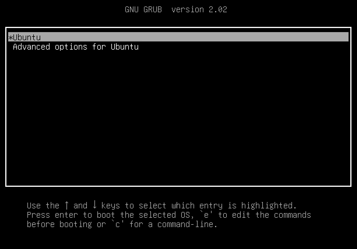 Menu del boot loader GRUB
