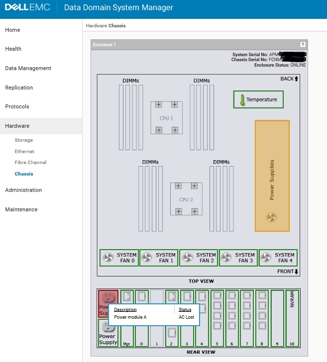 Interfaz de Data Domain System Manager