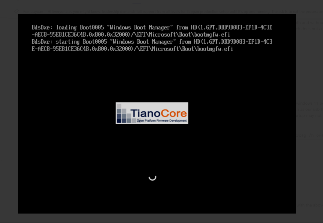 Virtual Machine Post screen