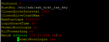 De laatste paar regels van de standaard /etc/ssh/sshd_config