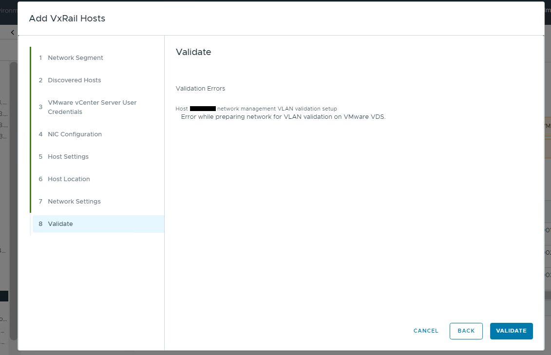 Błąd weryfikacji sieci VLAN