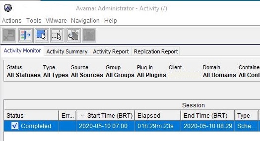 Backup completed in Activity Monitor