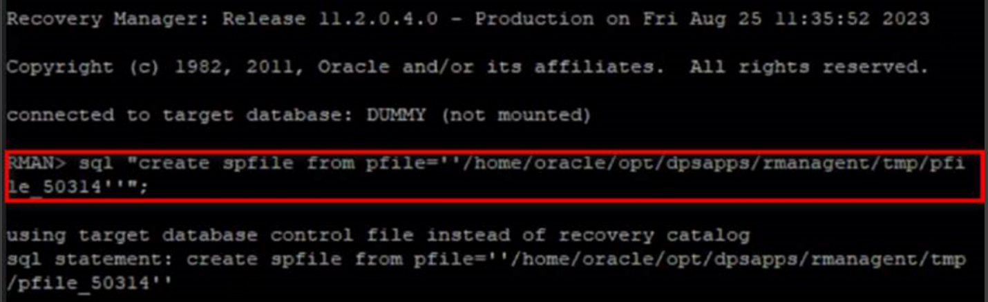 La solution de contournement actuelle consiste à utiliser d’abord la CLI pour restaurer SPFILE, puis à effectuer le reste de la restauration alternative dans l’interface utilisateur sans SPFILE.