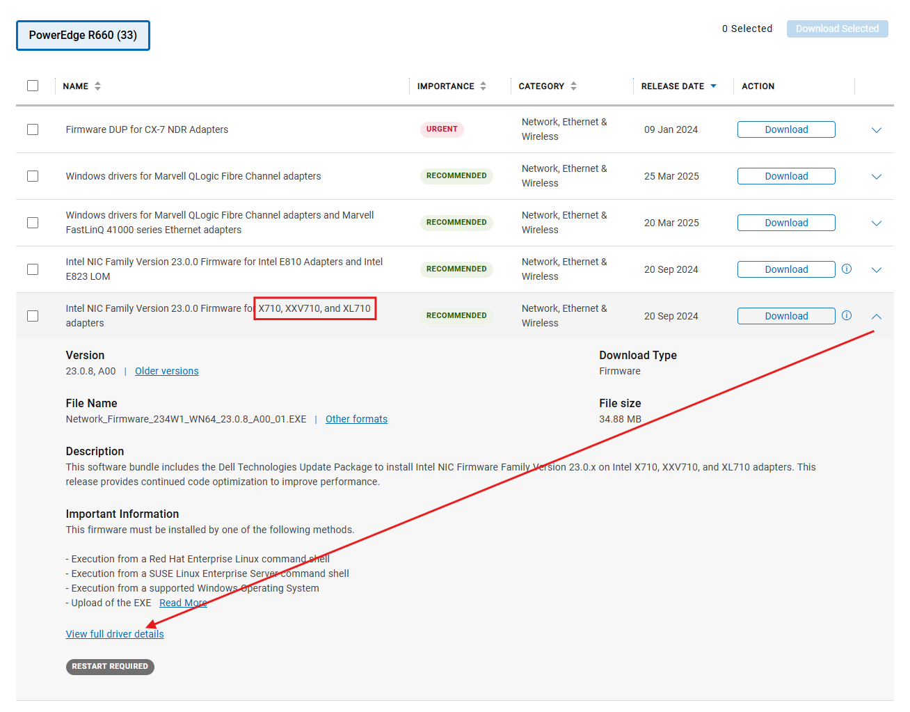 List selection example