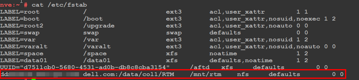 NFS mountpoint in fstab file