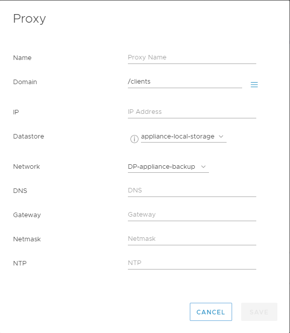 Proxy Deployment settings
