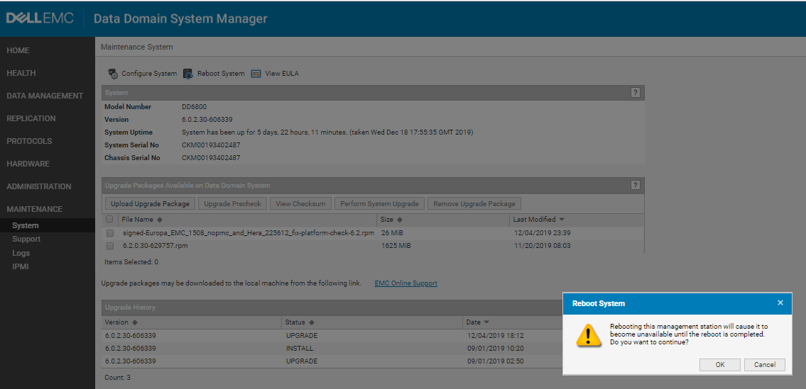 Systembehandling for Data Domain
