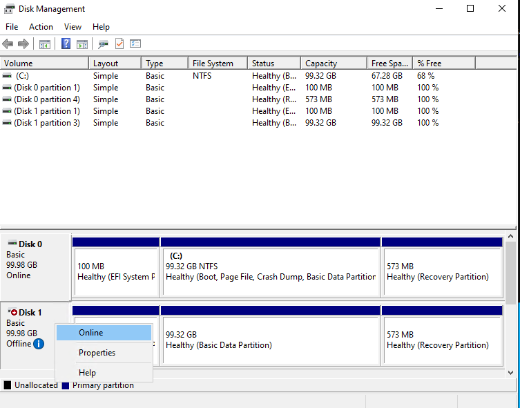 Uso de Administración de discos para configurar el nuevo disco en la VM