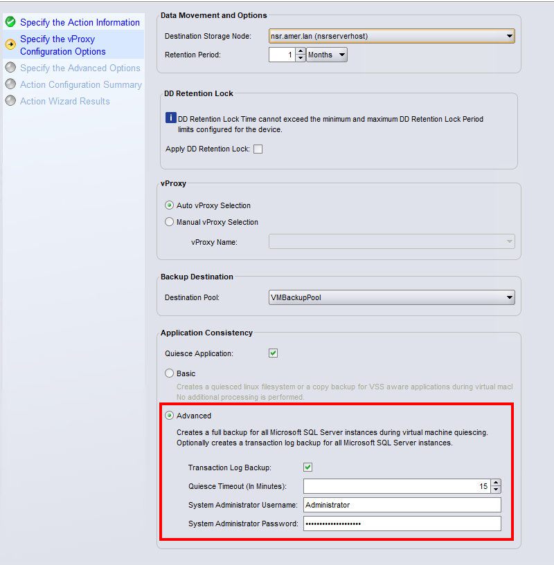 Specify the vProxy Operations window