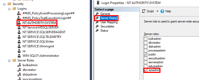SQL sysadmin role