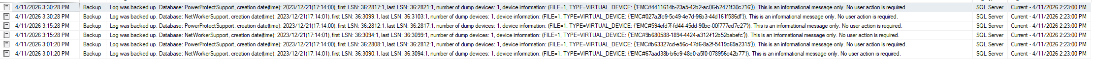 SQL Server-loggen blev sikkerhedskopieret